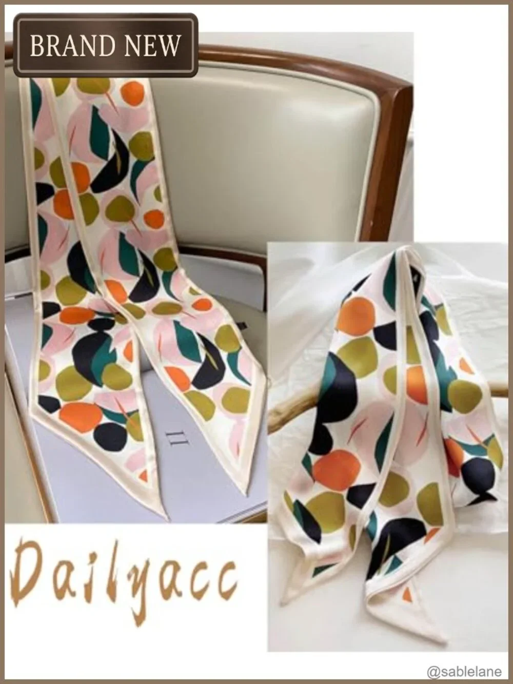 Silk Feeling Satin Hair Scarf Wrap - Fashion Neck Scarf for Women